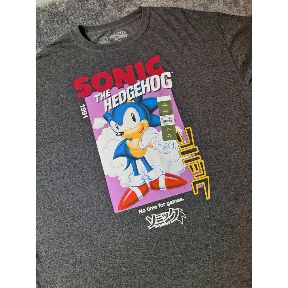 Sonic The Hedgehog No Time‎ For Games Tshirt Mens XL 46/48 Gray Graphic Gamer